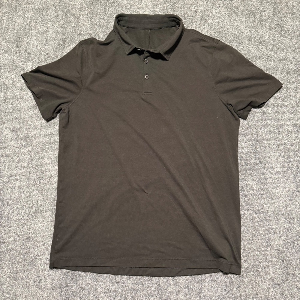 Lululemon Evolution Polo Shirt Mens Large Black Lightweight Breathable